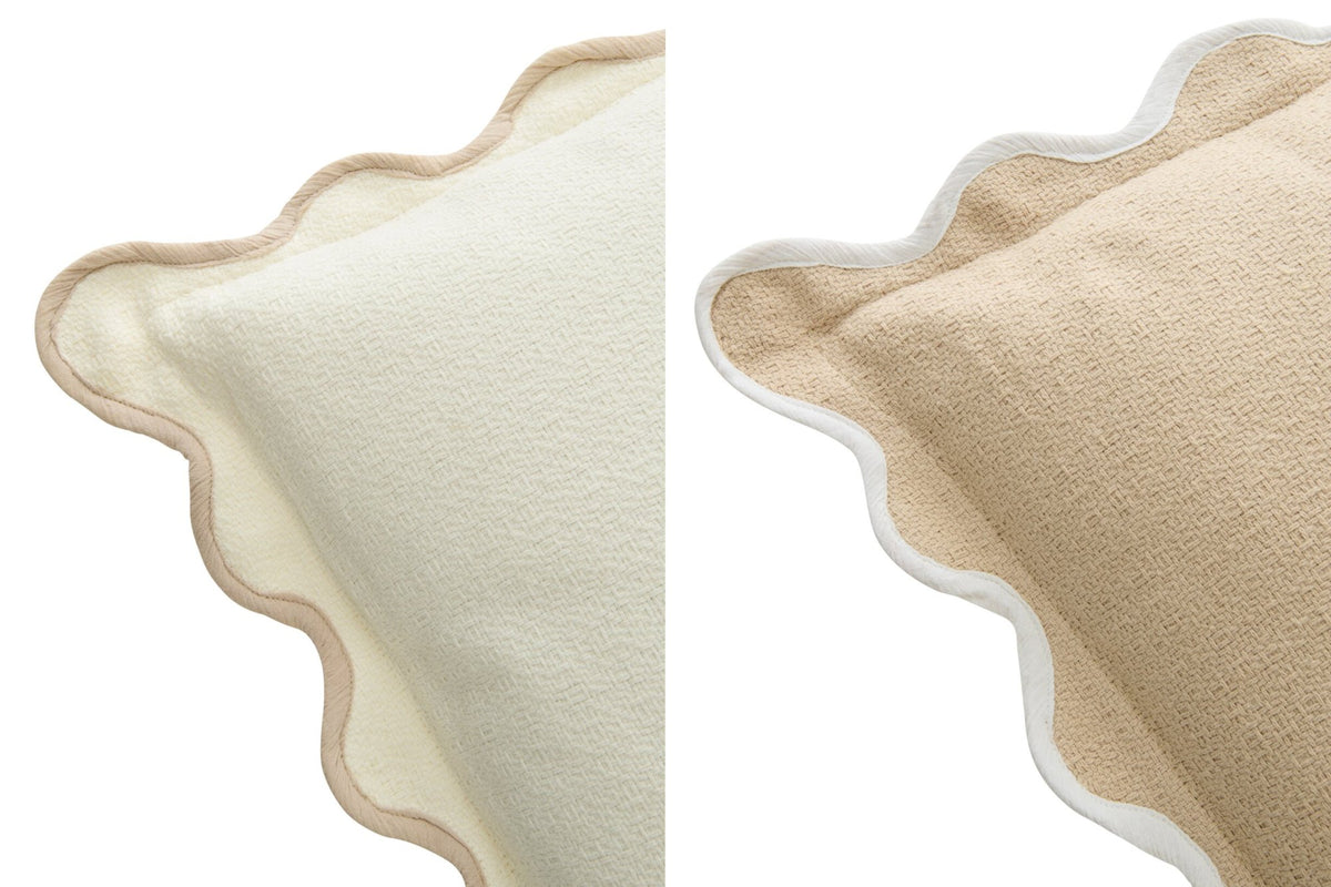 Kussen Geschulpt Katoen Wit/Beige Assortiment Van 2 J-Line