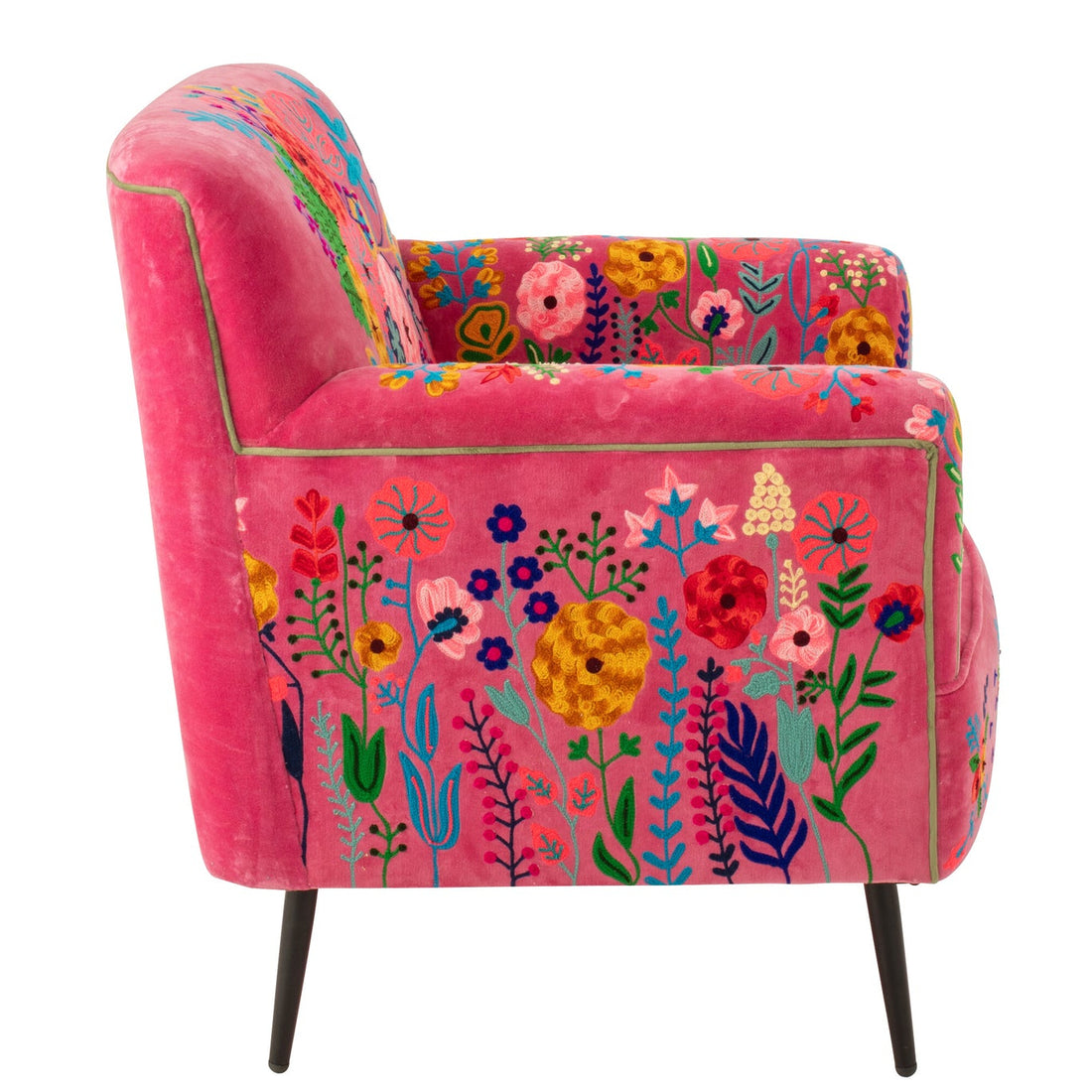 Fauteuil Bloemen Mangohout Fuchsia J-Line