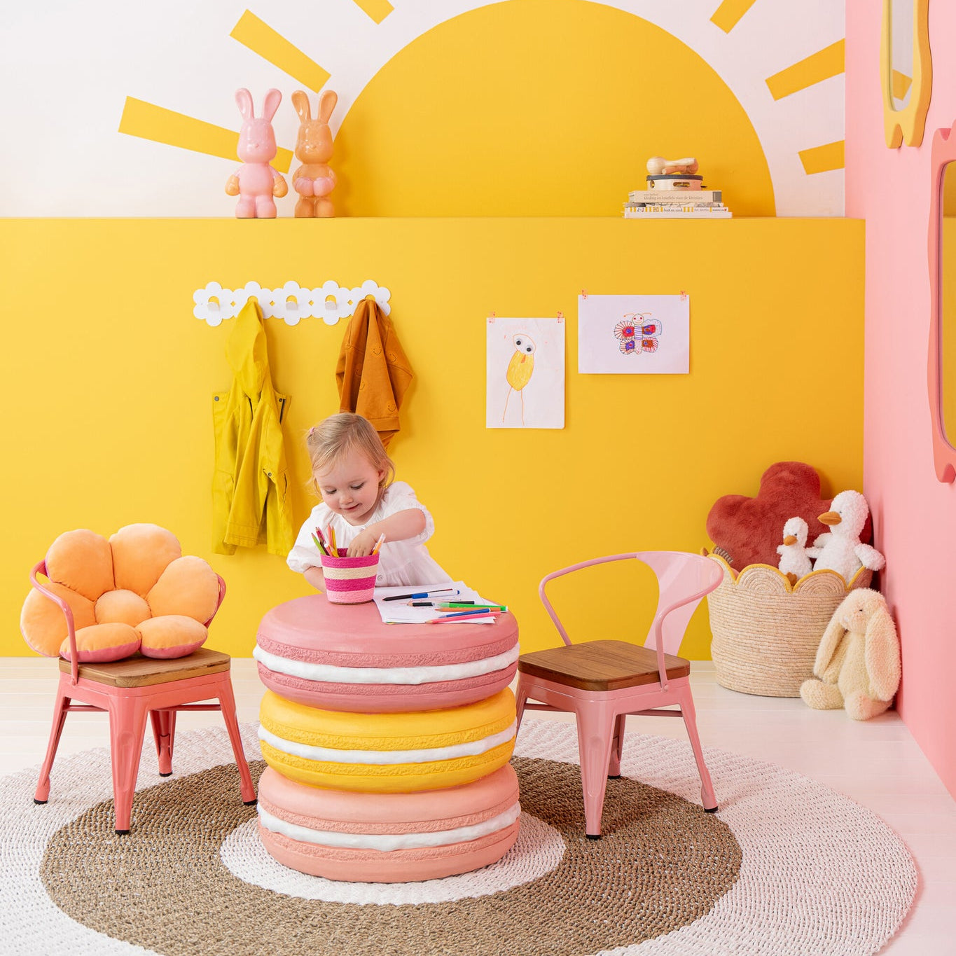 Kinderstoel Evi Ijzer/Multiplex Lichtroze J-Line