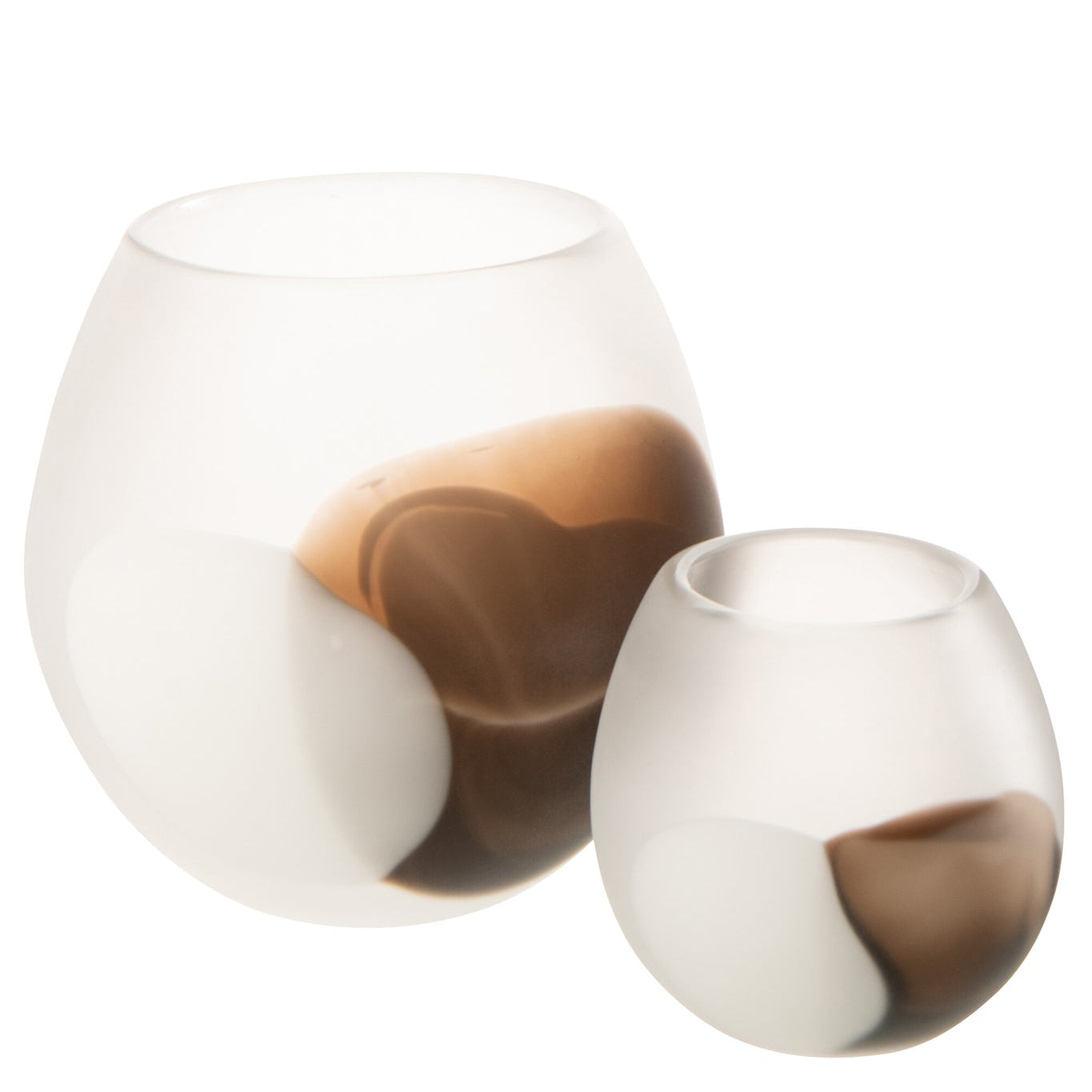 Windlicht Bal Glas Wit/Bruin Large J-Line