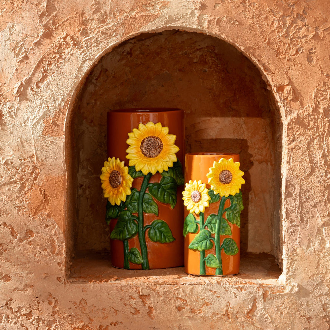 Vaas Zonnebloem Keramiek Geel/Bruin Small J-Line