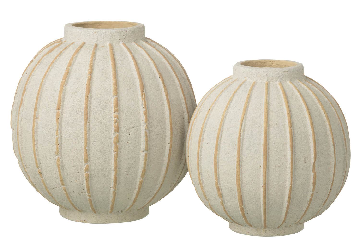 Vaas Bal Gestreept Terracotta Gebroken Wit/Beige Large J-Line
