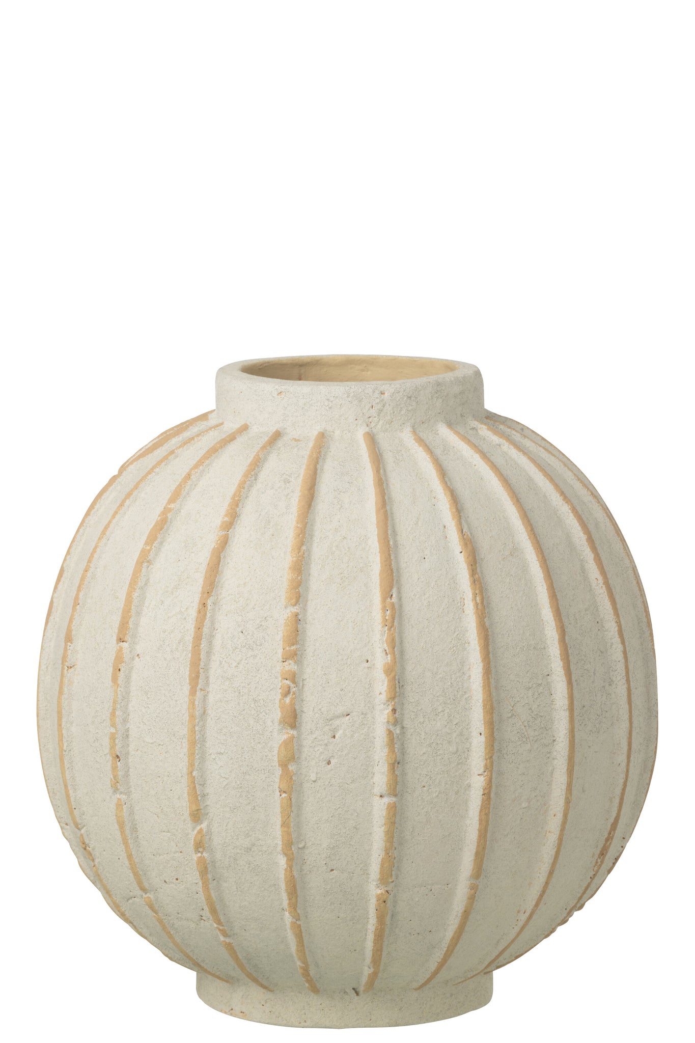Vaas Bal Gestreept Terracotta Gebroken Wit/Beige Large J-Line