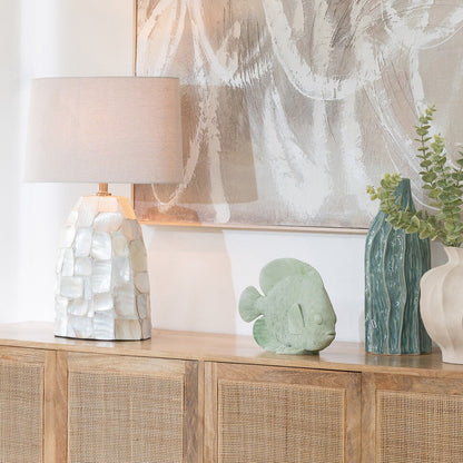 Tafellamp Pareleffect Schelp Gebroken Wit/Lichtbeige J-Line