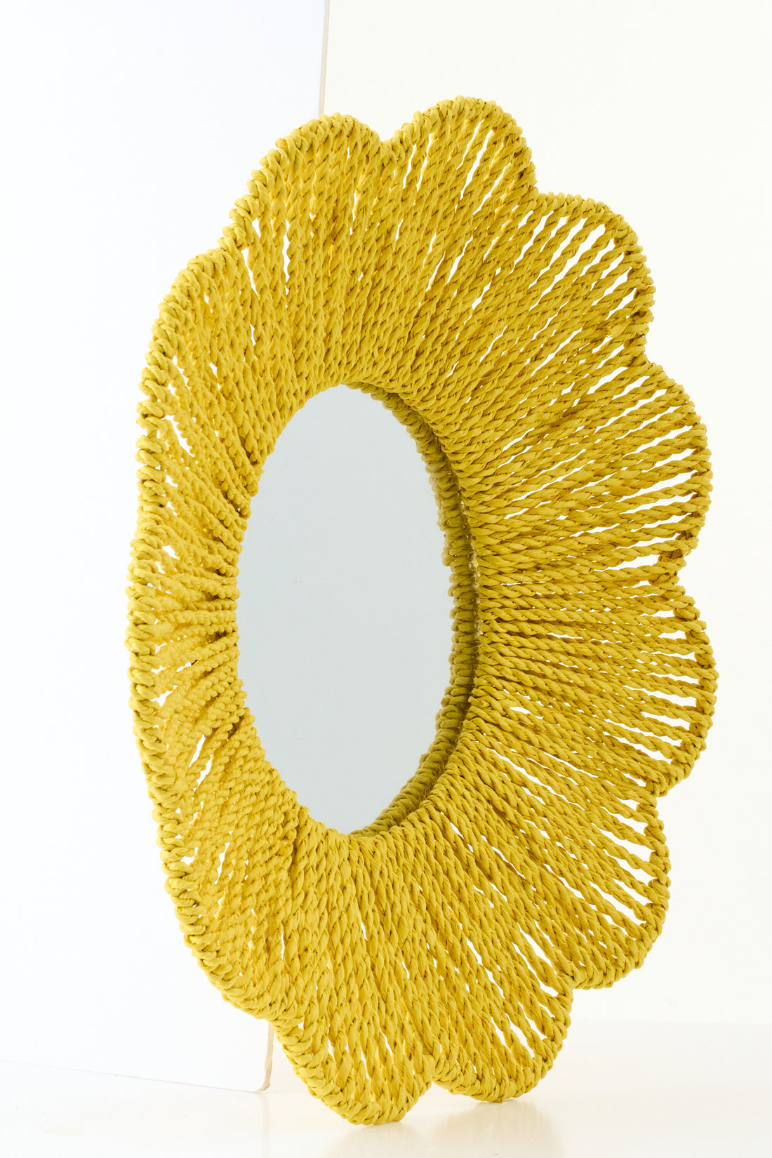 Wandspiegel Raffia Geel J-Line