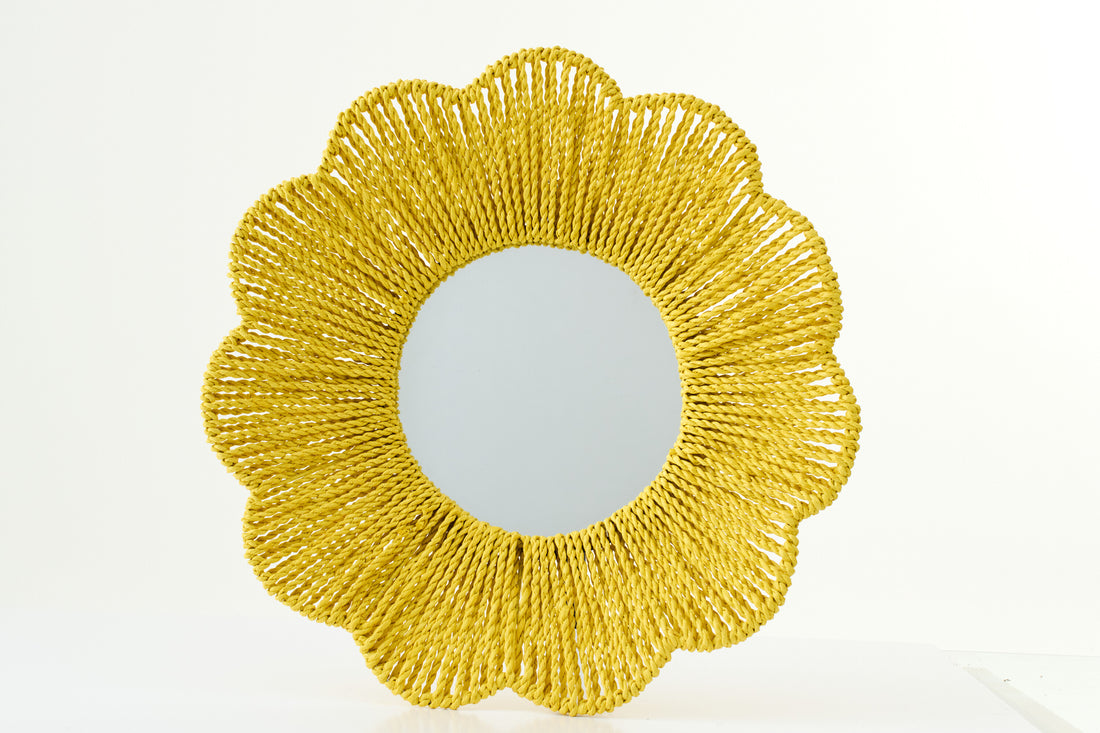 Wandspiegel Raffia Geel J-Line