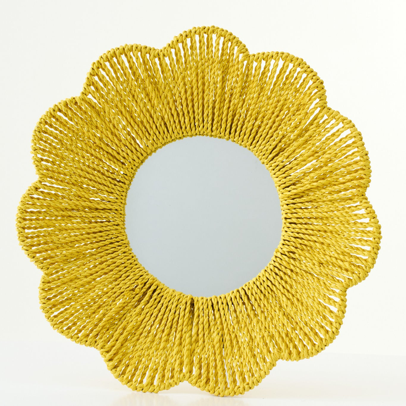Wandspiegel Raffia Geel J-Line