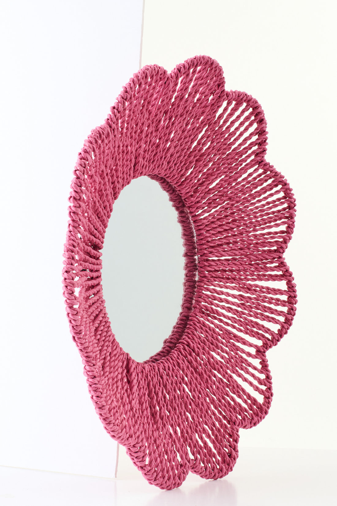 Wandspiegel Raffia Donkerroze J-Line