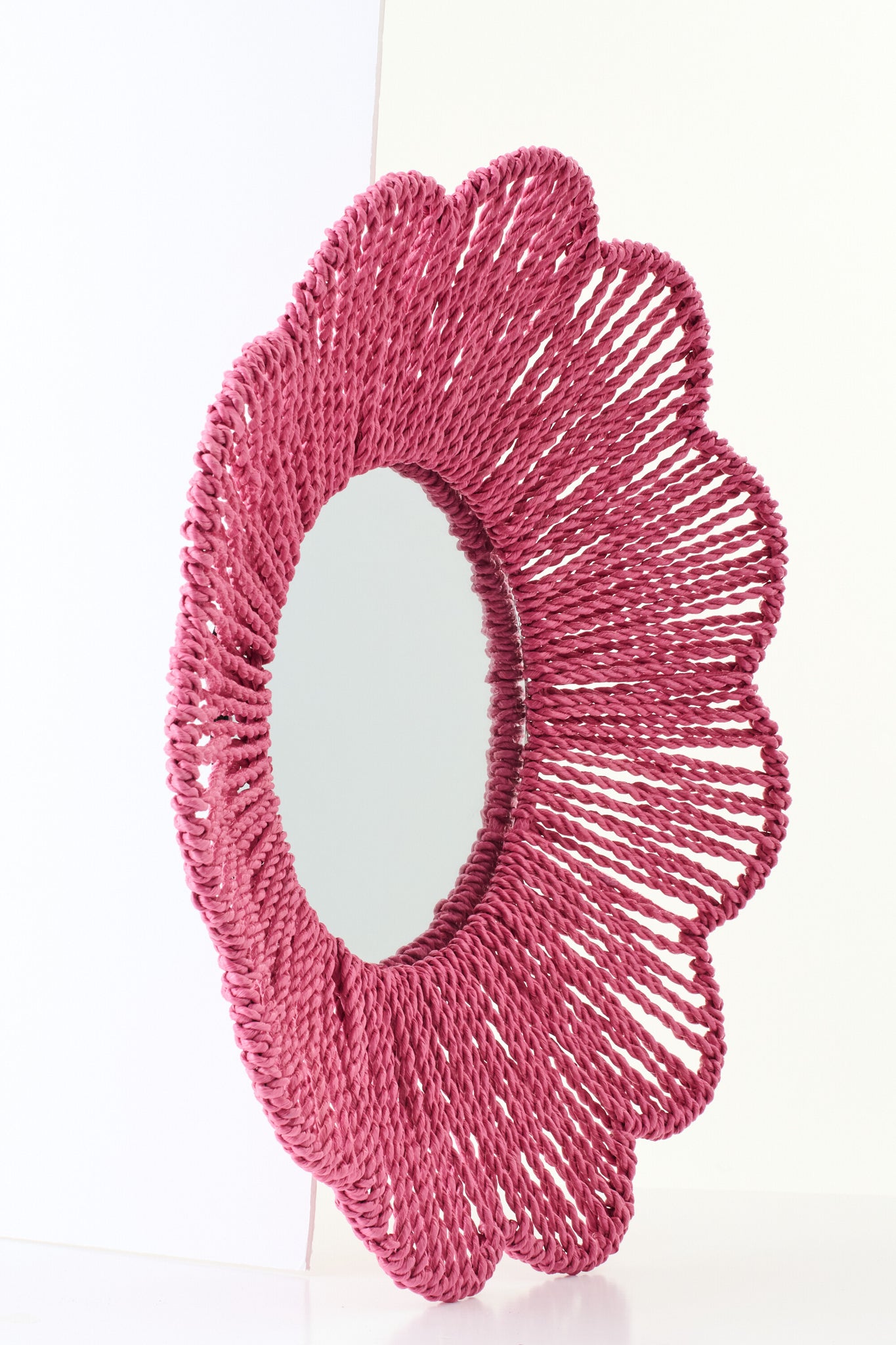Wandspiegel Raffia Donkerroze J-Line