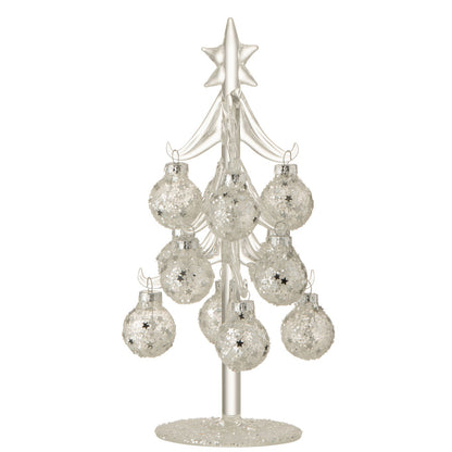 Boom Met Ballen Sterretjes Glas Zilver Small J-Line