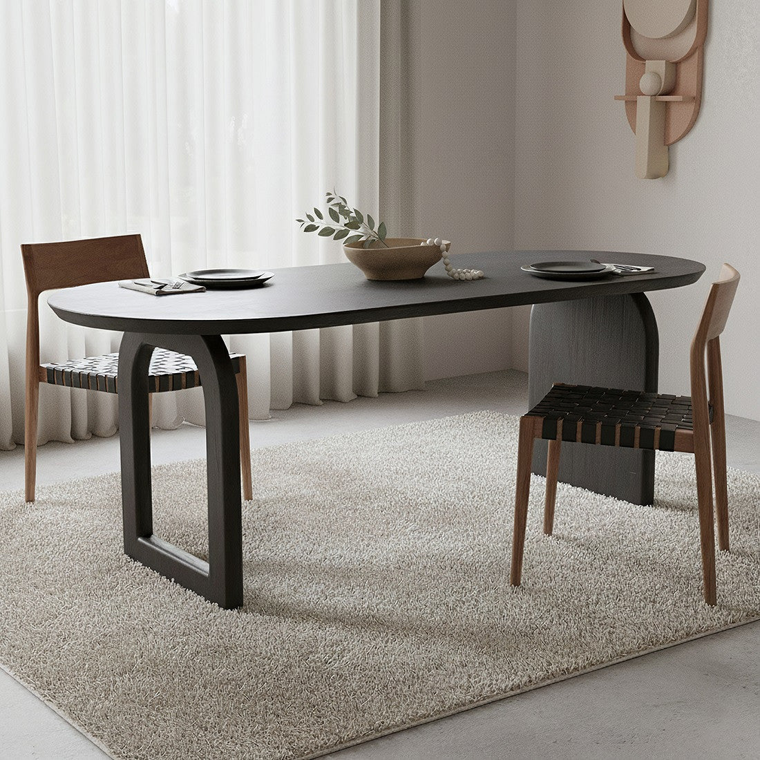 Bullnose Esstisch Mix Schwarz 180cm Raw Materials