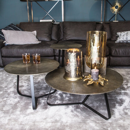 Kae Gold Alu Black Iron Round Coffee Table L PTMD