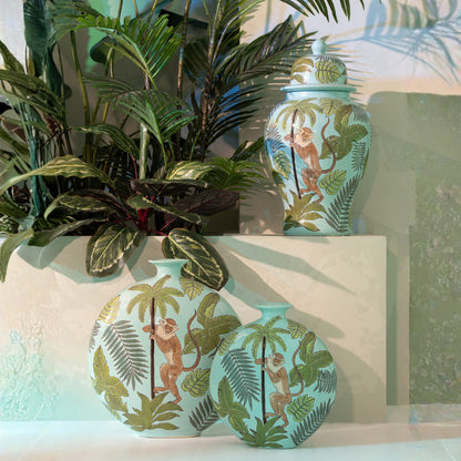 Jungle Vaas Aap Porselein Ø26cmxH26 J-Line