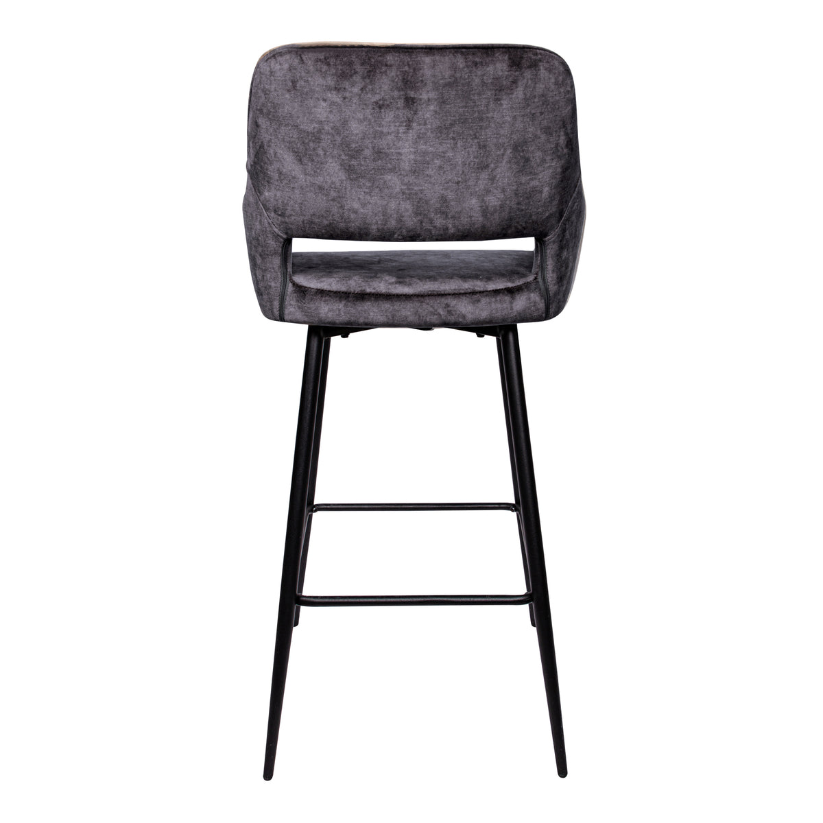 Fallon Velvet Anthracite Bar Stool Black Metal Leg Set van 2 PTMD