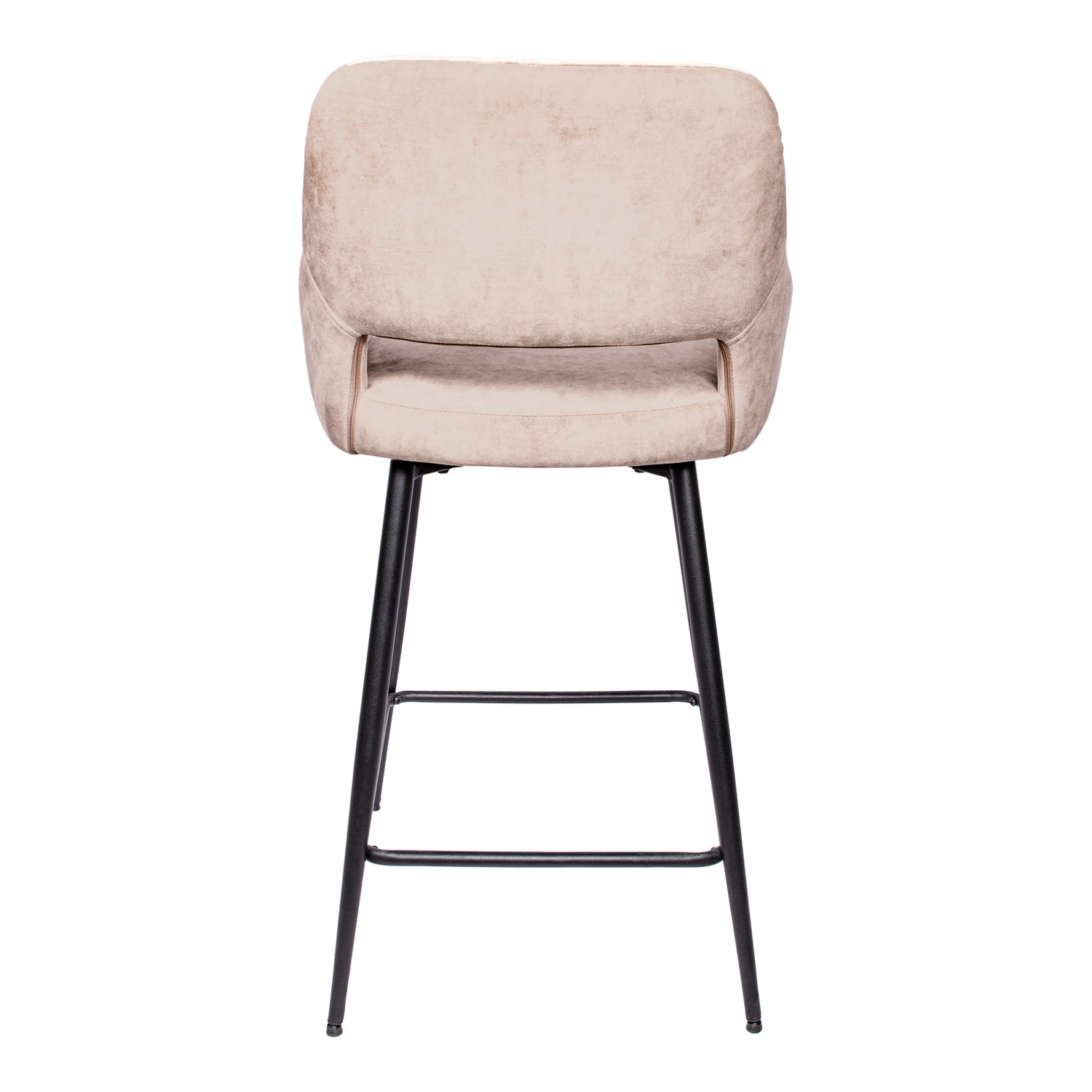 Fal LOW Velvet Khaki Bar Stool Black Metal Leg KD Set van 2 PTMD