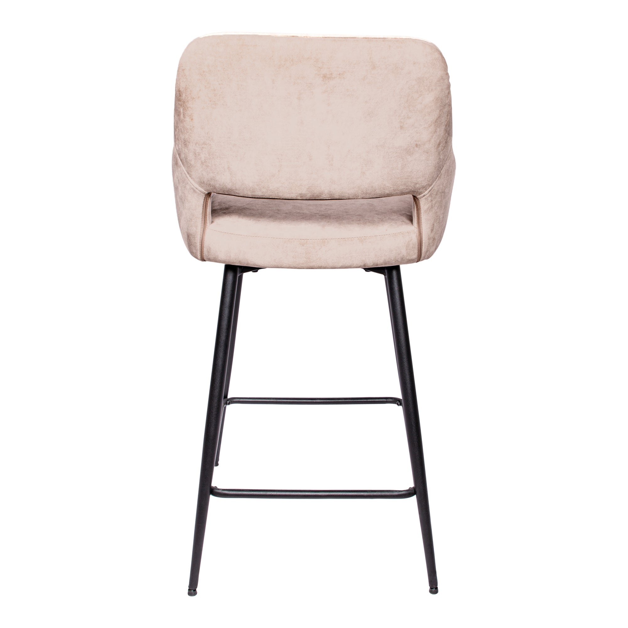Fal LOW Velvet Khaki Bar Stool Black Metal Leg KD Set van 2 PTMD
