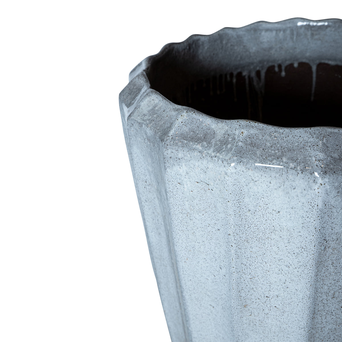 Olver White Keramiktopf geriffelte Struktur rund L PTMD