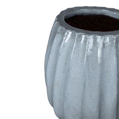 Lionne White Ceramic Pot Ribbed Bulb Round L Dia60xH70cm PTMD