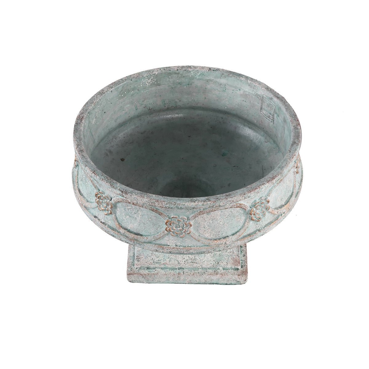 Artas Blue Cement Candle On Solid Stand Round L PTMD