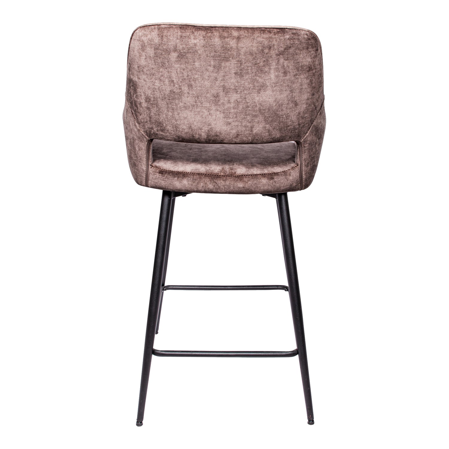 Fal LOW Velvet Brown Bar Stool Black Metal Leg Set van 2 PTMD