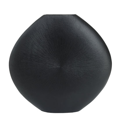 Tiro Black Aluminium Topf Oval Streifenmuster PTMD