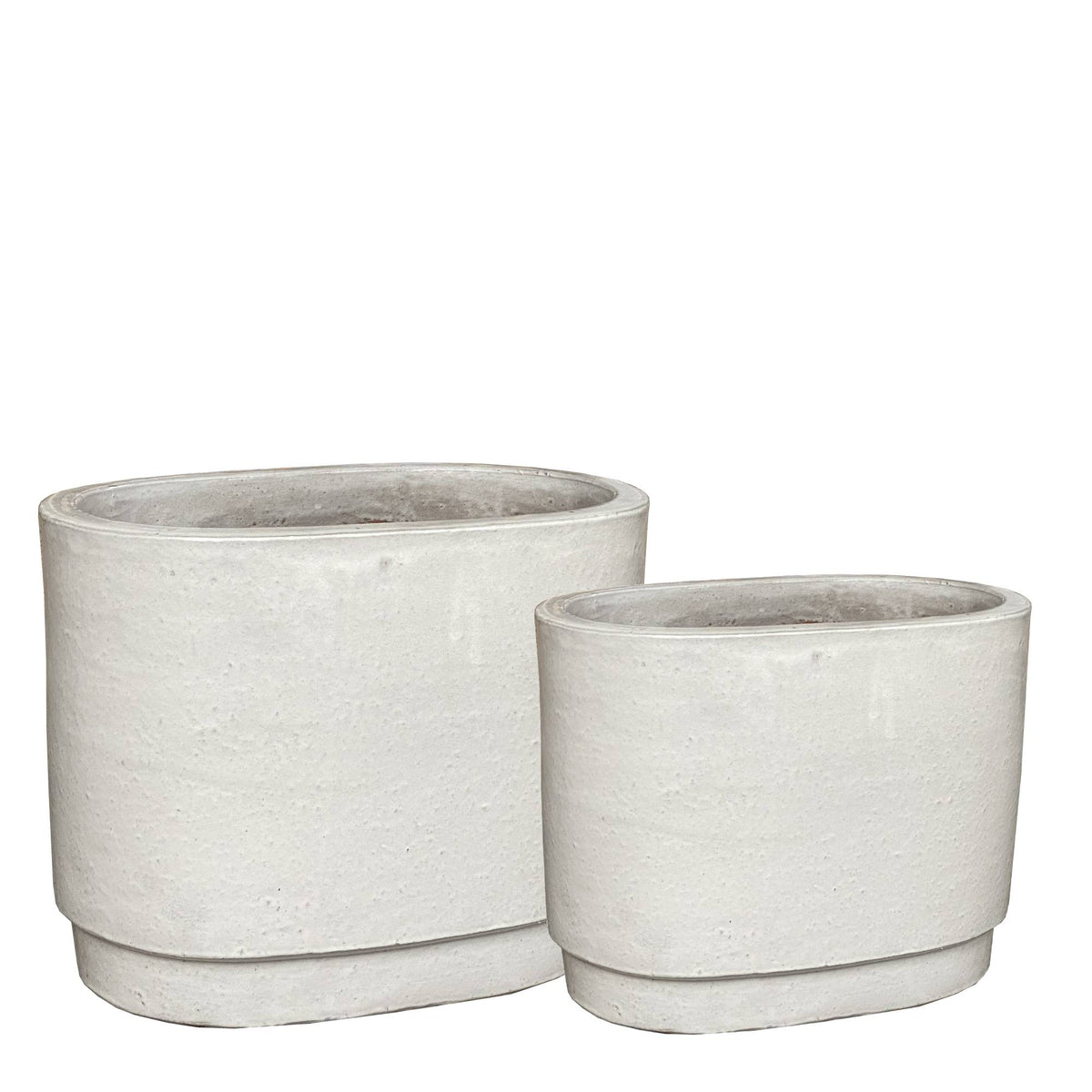 Topf Rae Weiß Keramik Oval Set aus 2 PTMD
