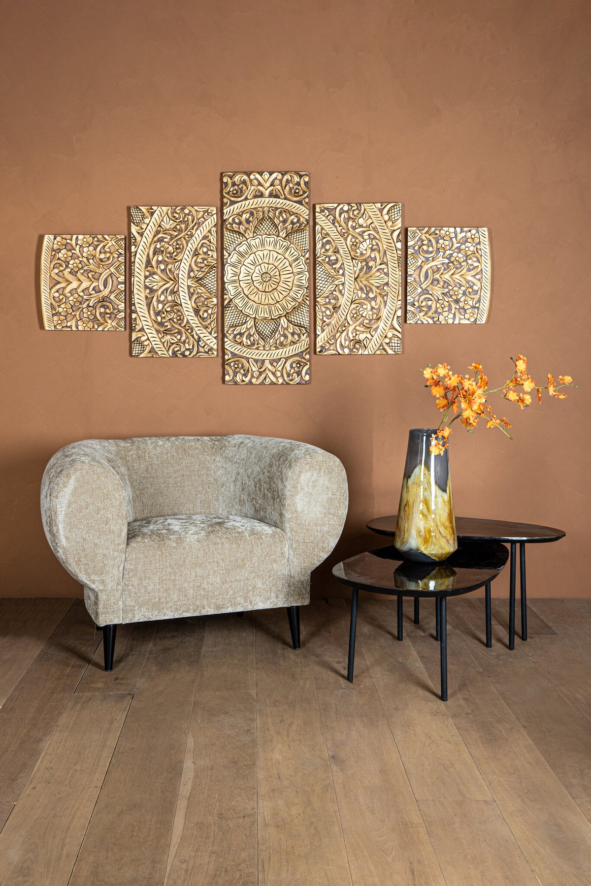 Wandpaneel Sharlene - 180x90cm - MDF - Gold PTMD