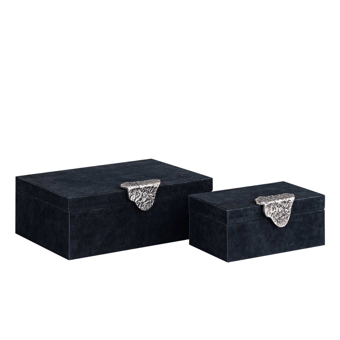 Hazael Schwarze Wildlederbox silberner Griff 2er-Set PTMD