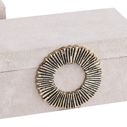 Hazael Beige Suede Box Golden Handle Set van 2 PTMD