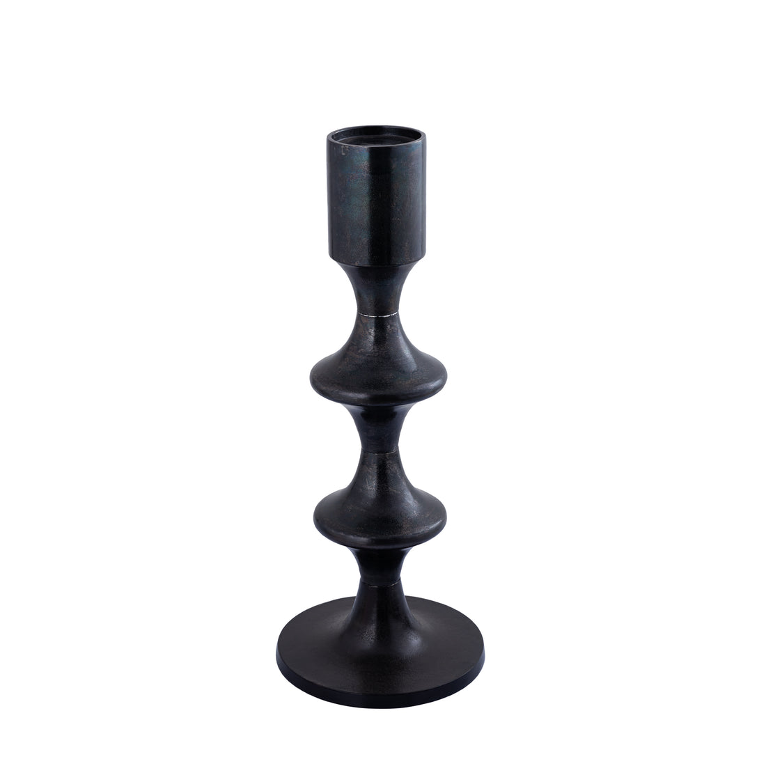 Taika Black Alu-Rundkerze Tabs niedrig H73cm PTMD