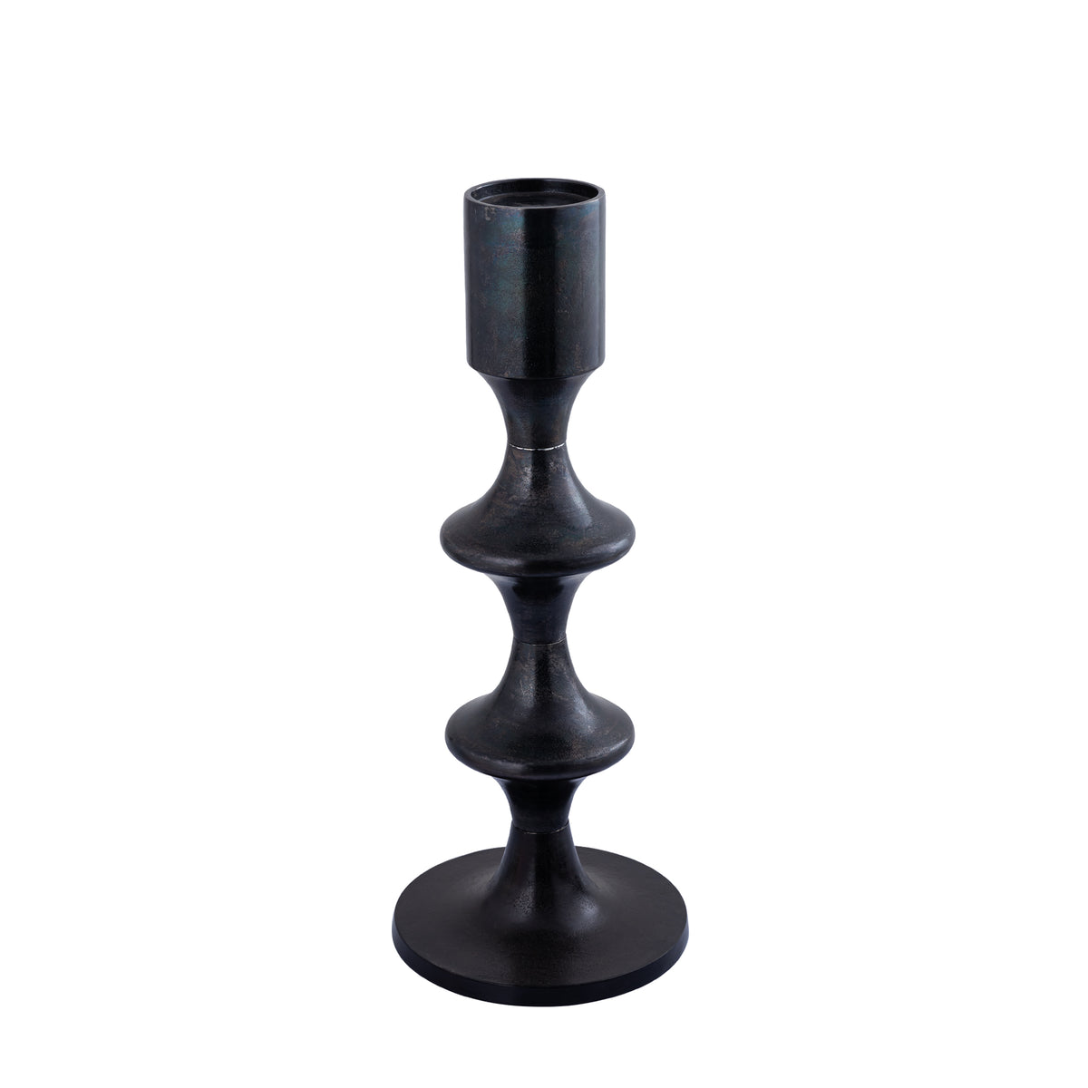 Taika Black Alu-Rundkerze Tabs niedrig H73cm PTMD