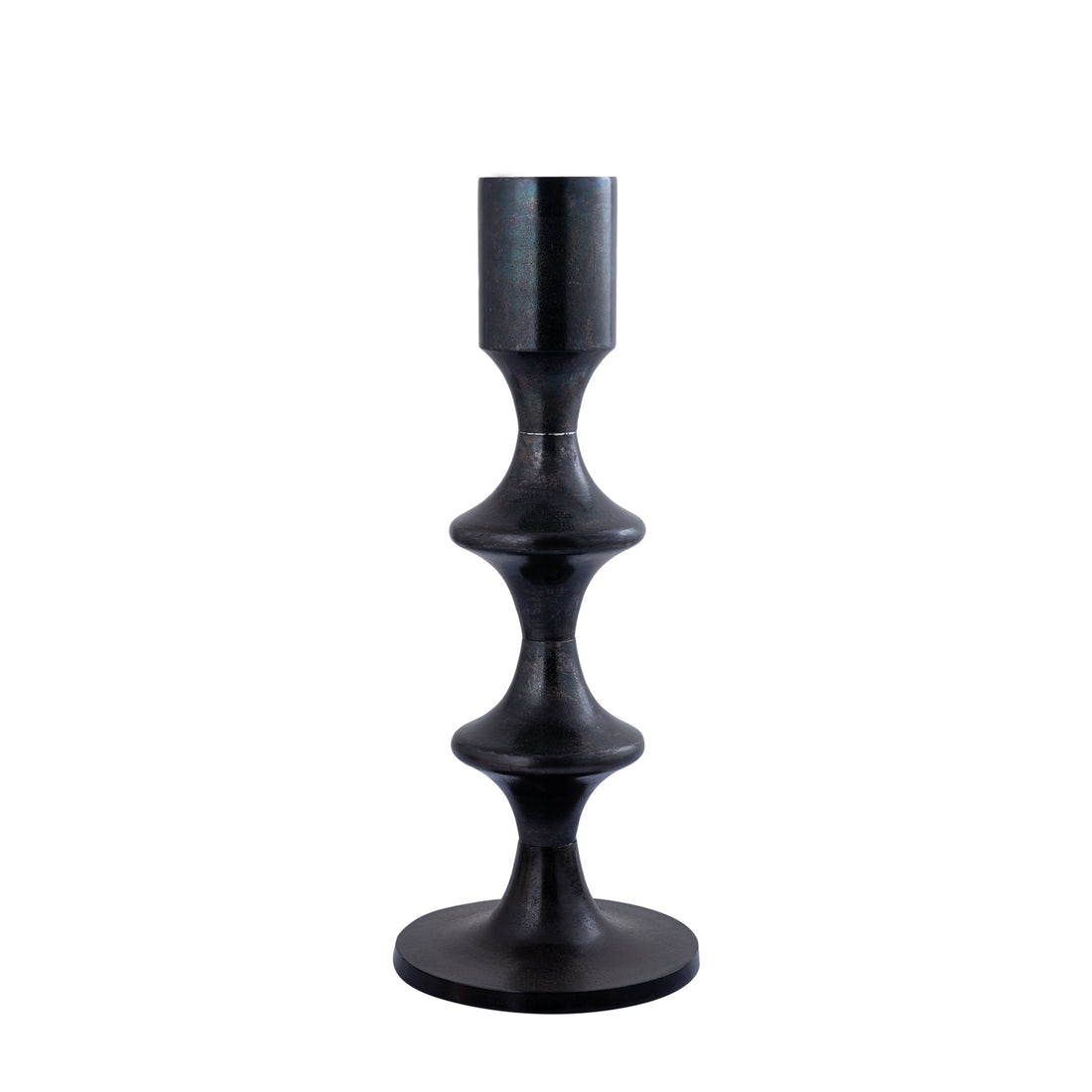 Taika Black Alu-Rundkerze Tabs niedrig H73cm PTMD