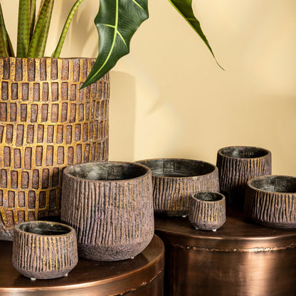 Holden Purple Cement Outdoor Candle Round Gold Finish LowL PTMD