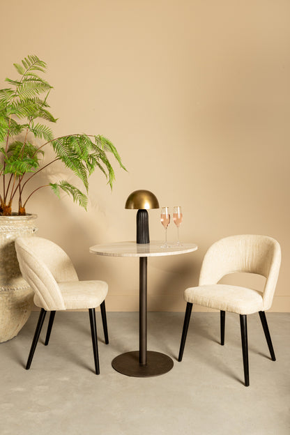 Plaza Bistrotable Round White Marble Taupe Base PTMD