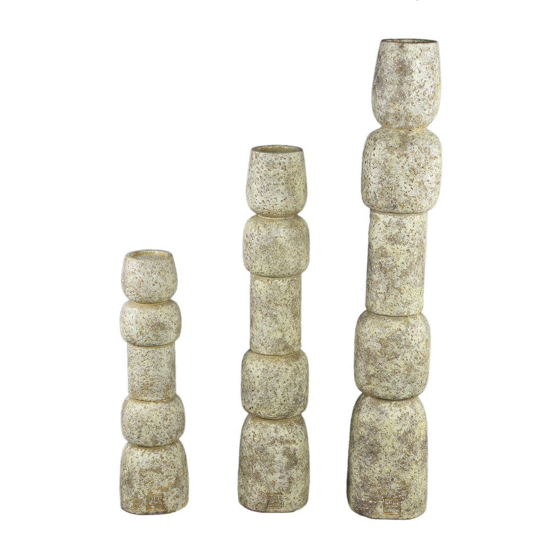 Terrina Cream Cement Kaarsenhouder PTMD Bundel van 3