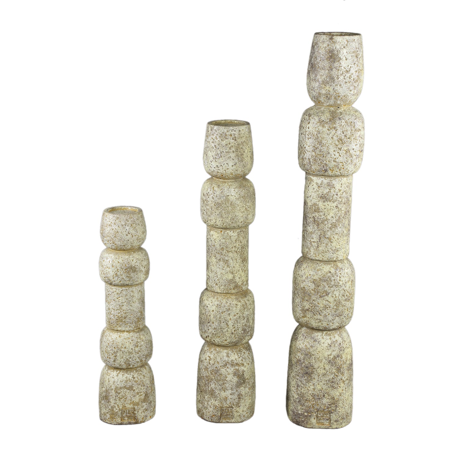 Terrina Cream Cement Kaarsenhouder PTMD Bundel van 3
