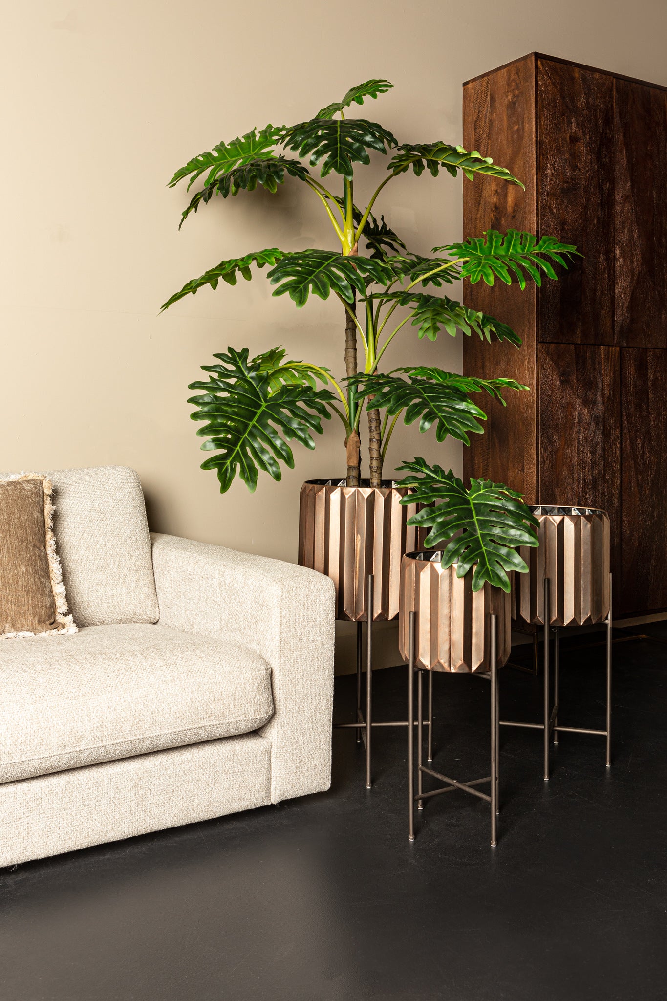 Eleyza Copper Rond Iron Pot Op Metaal Base L Dia37.0 x H74cm PTMD