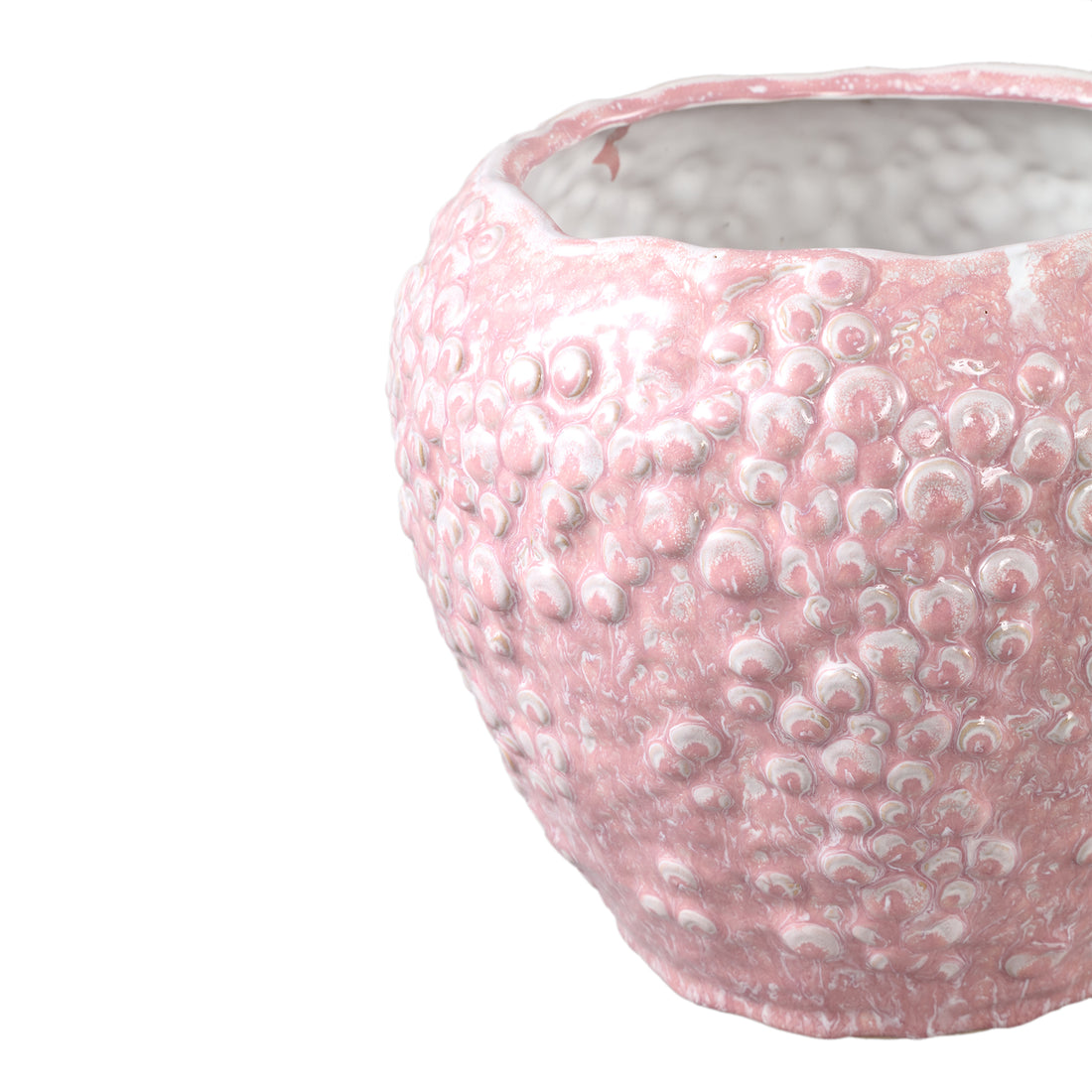 Avis PInk Ceramic Pot Round Shaped Scales Low XL Dia26,5xH22,5cm PTMD