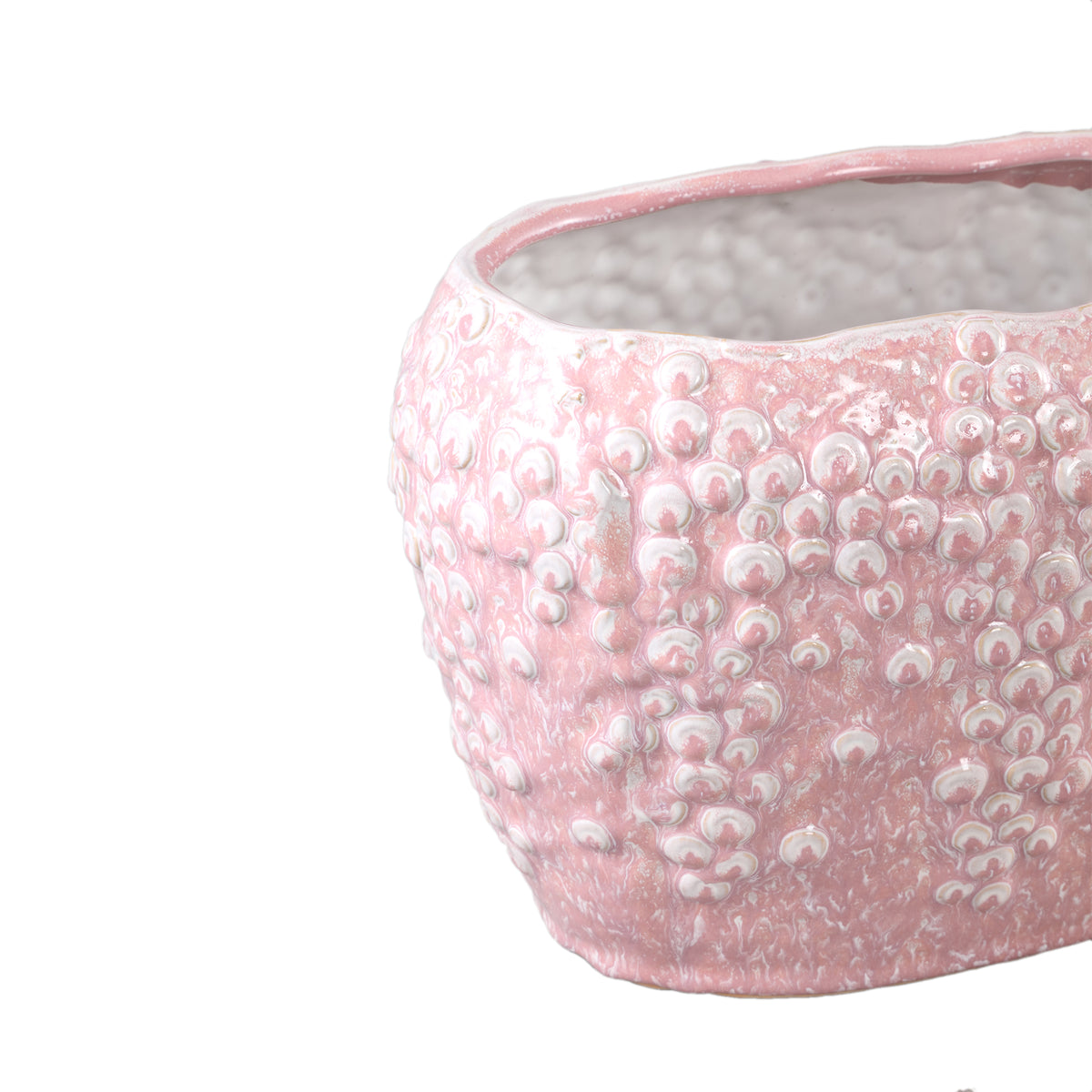 Avis PInk Ceramic Pot Oval Shaped Scales High 28x18x20.5cm PTMD