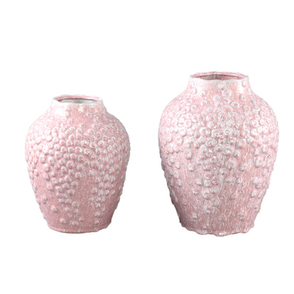 Avis PInk Ceramic Pot Round Shaped Scales High S Dia 24cmxH30cm PTMD
