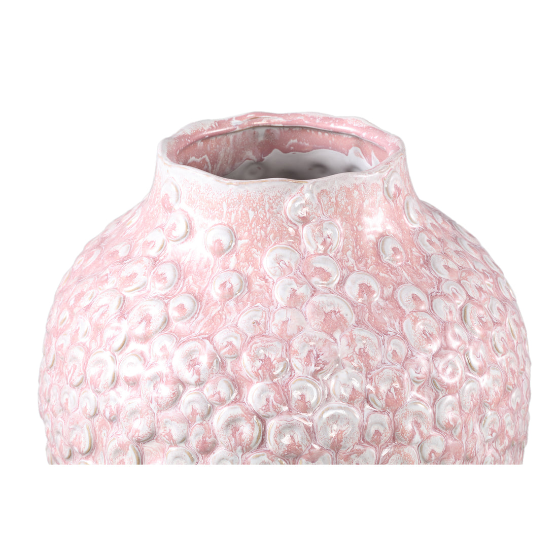 Avis PInk Ceramic Pot Round Shaped Scales High L Dia26cmxH35cm PTMD