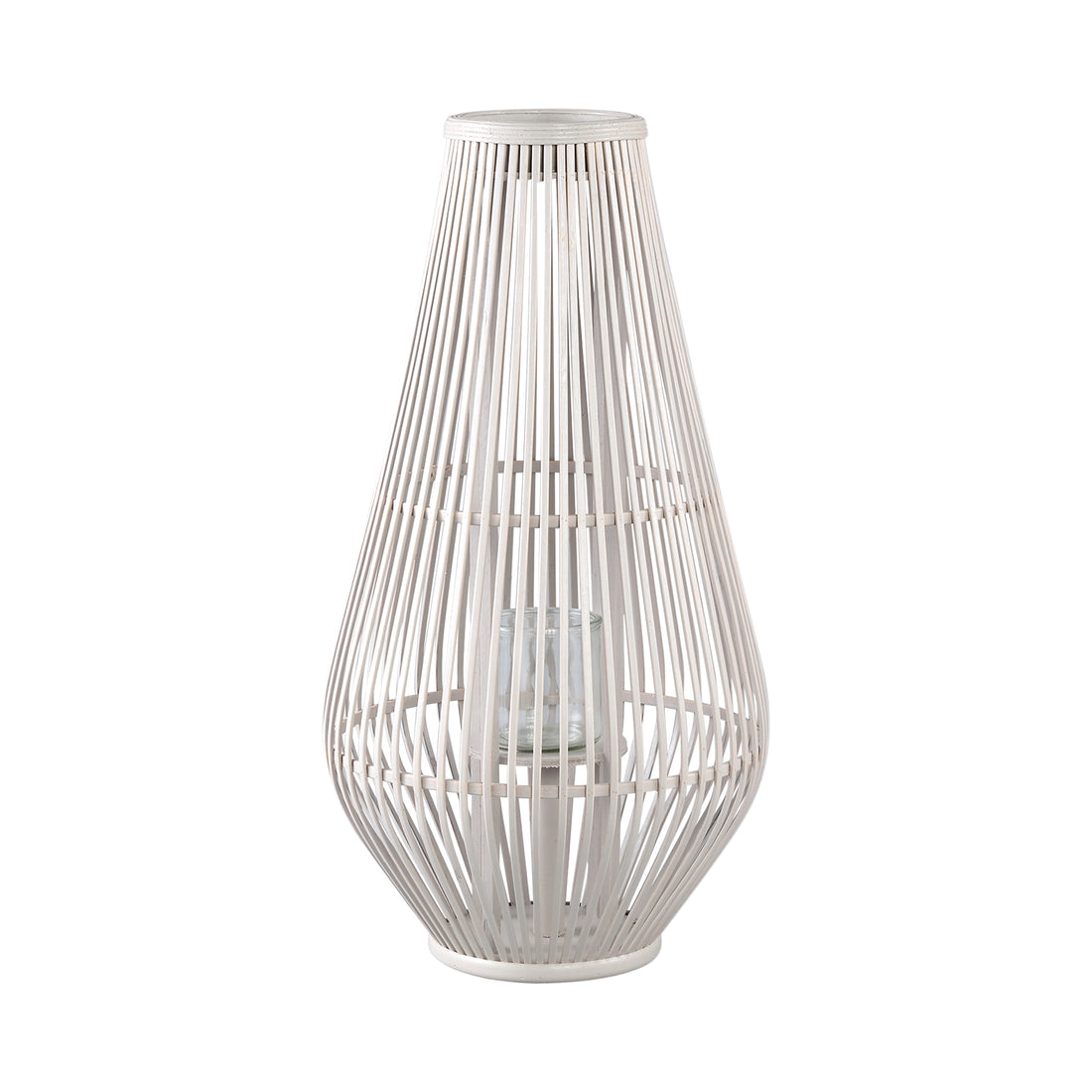 Laterne Lysia L- 35x35x68 cm - Glas - Weiß PTMD