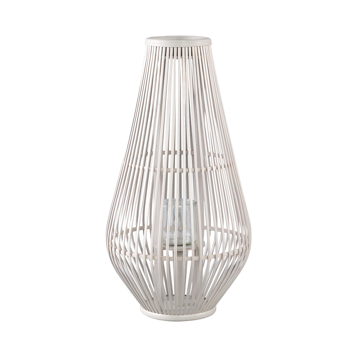 Laterne Lysia L- 35x35x68 cm - Glas - Weiß PTMD