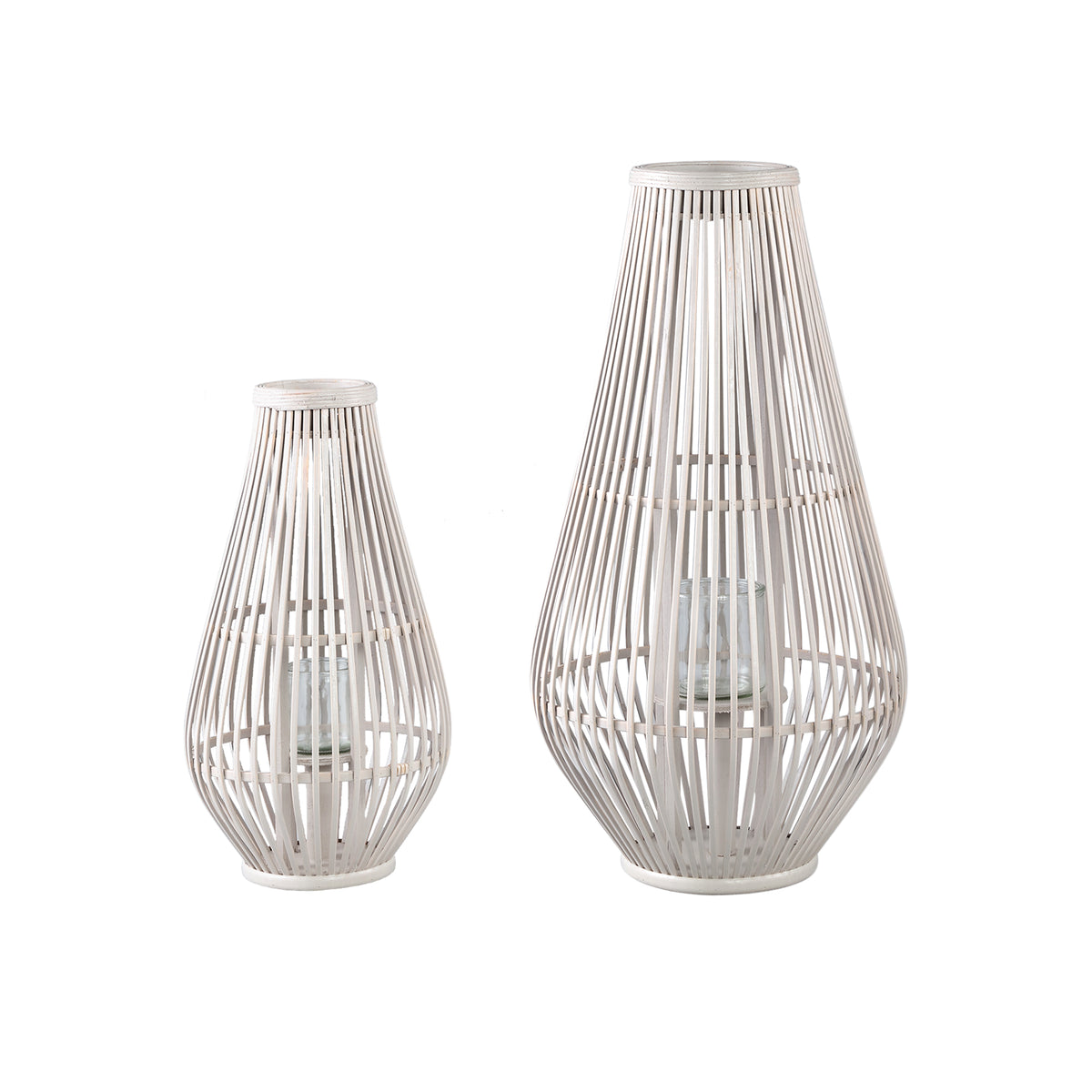 Laterne Lysia L- 35x35x68 cm - Glas - Weiß PTMD