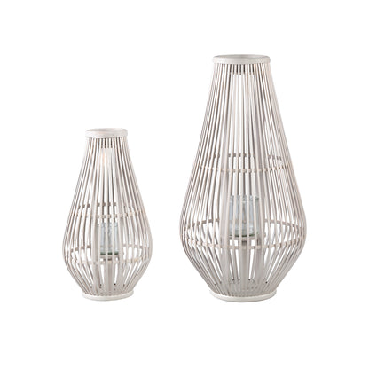 Laterne Lysia L- 35x35x68 cm - Glas - Weiß PTMD