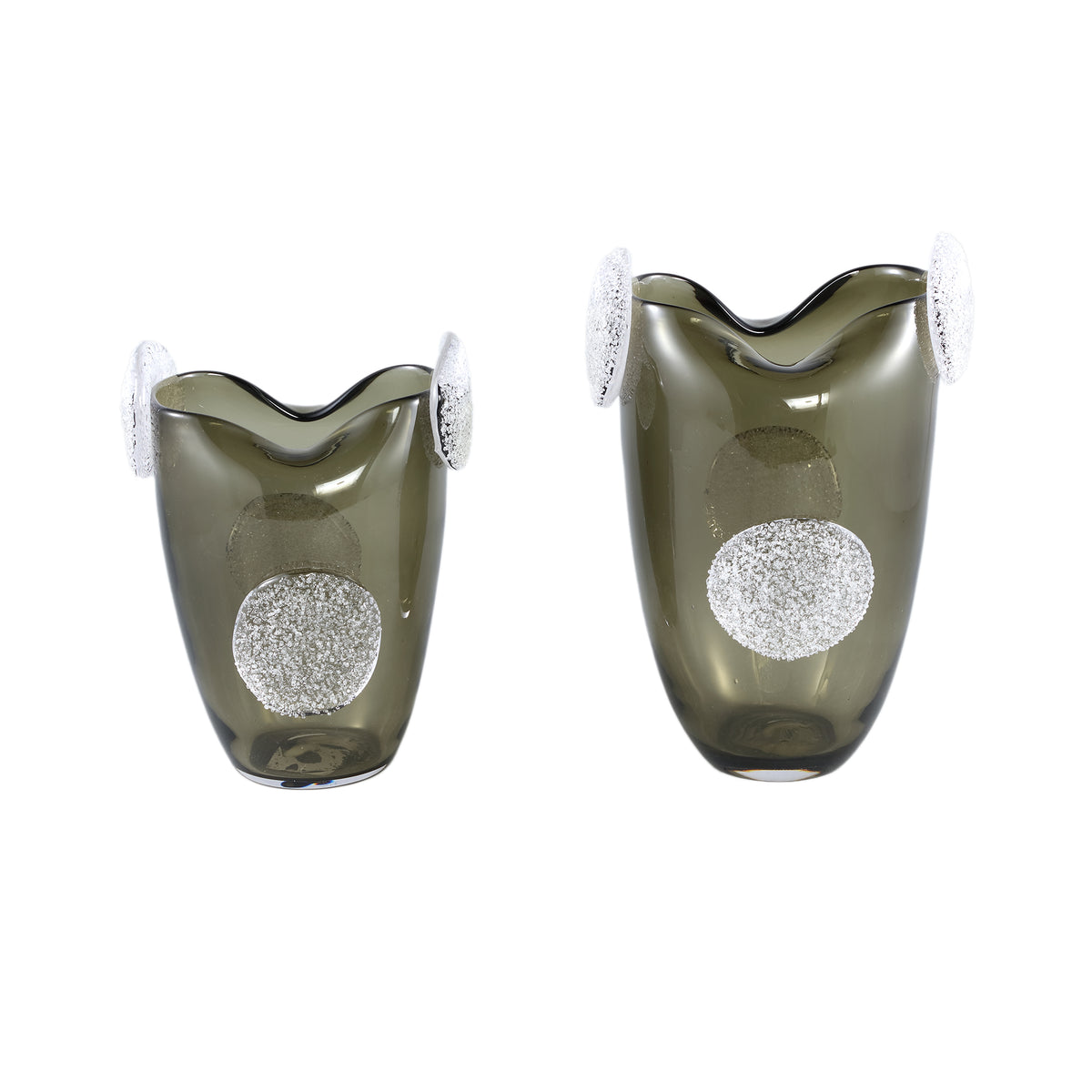 Giah Green Solid Glass Vase With Deco Rounds S PTMD