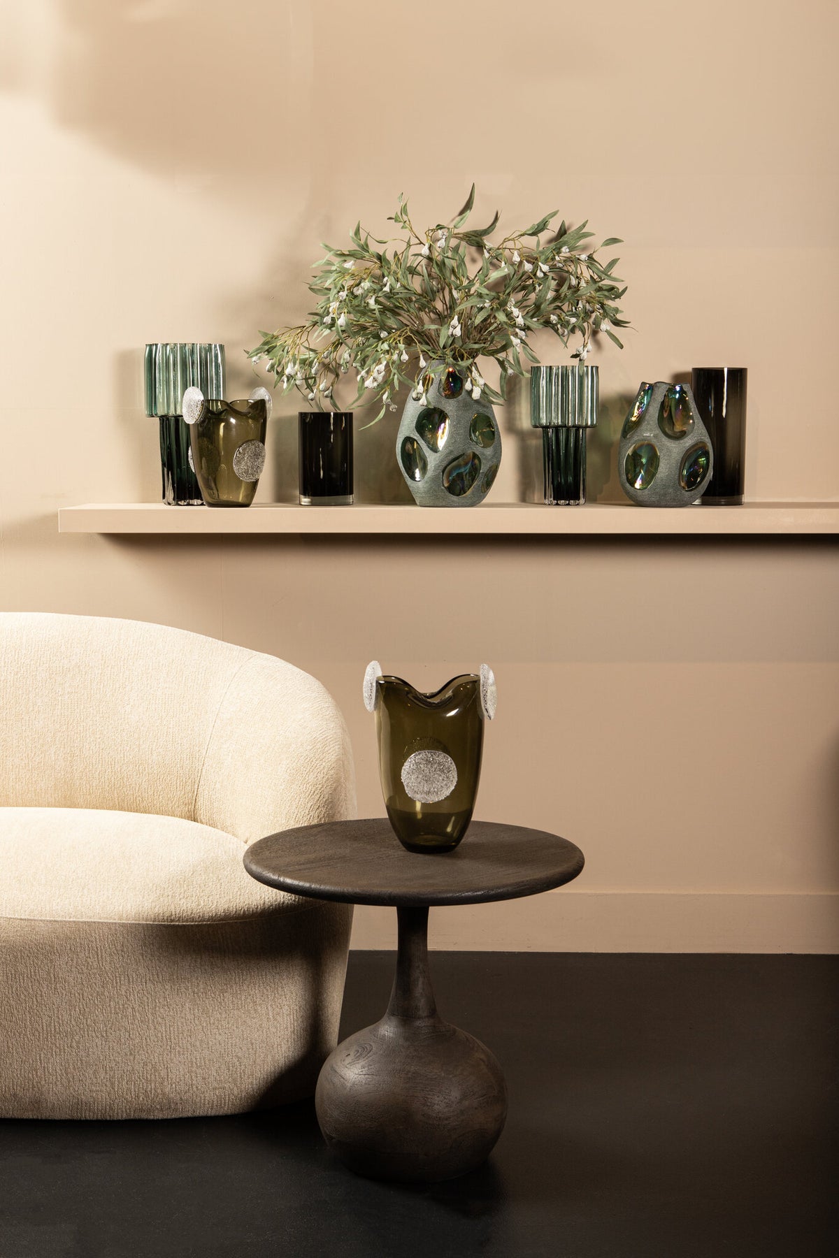 Giah Green Solid Glass Vase With Deco Rounds S PTMD
