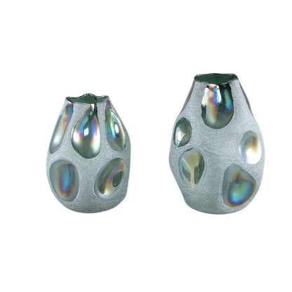 Kloi Green Solid Glass Vase Oily And Sandblasted L Dia 22,5cmxH33,5cm PTMD