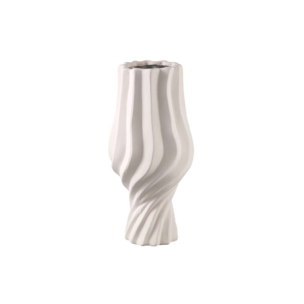 Clair Cream Keramik-Swirl-Vase Groß PTMD