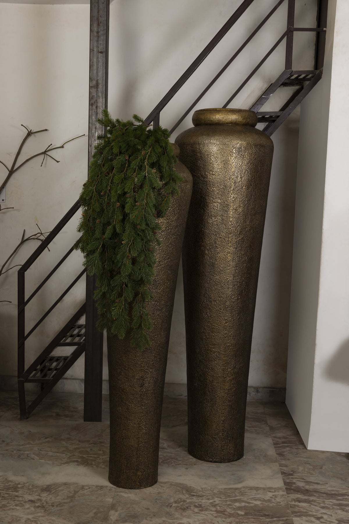 Blumentopf Zavir - 50x50x173 cm - Aluminium - Gold PTMD